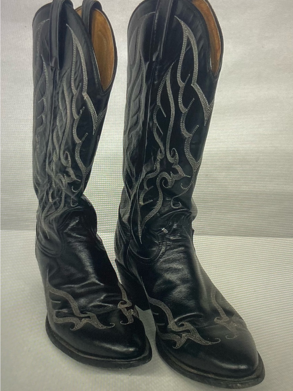 Tony Lama Men’s SZ 8.5 Black Leather Western Embroidered Boots